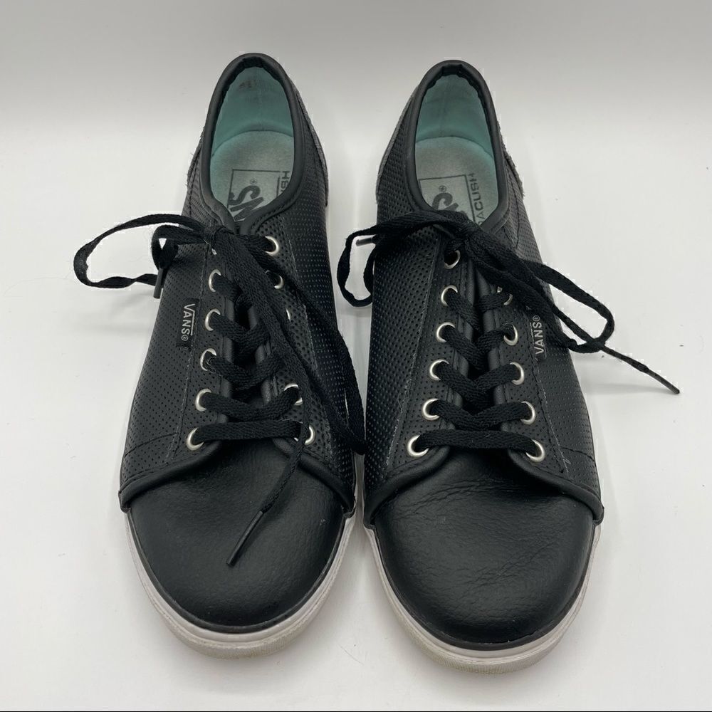 Vans Perforated Black Leather Sneakers Size 7.5